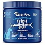 Zesty Paws Senior Dog Multivitamin Treats - Glucosamine for Dogs + Digestive Enzymes & Probiotics - Grain Free Dog Vitamins for Skin & Coat + Immune Health Chicken - Advanced - 90ct