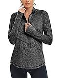 Black Long Sleeve Shirt Women,Cucuchy Hiking Shirts Raglan Sleeve V Neck Yoga Tops Lightweight Half Zipper Moisture Wicking Smooth Fashion Daily Workout Activewear Plain Black XLarge