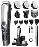 YIRISO Beard Trimmer for Men, Electric Razor Shavers for Men Face, Cordless Rechargeable Waterproof Mens Grooming Kit, Mustache Nose Body Hair Trimmer Clipper, LED Display, Gifts for Men Fathers Boys