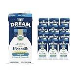 Rice Dream Organic Rice Milk Drink, Unsweetened Original, Vegan Dairy Alternative, Lactose Free, Shelf Stable, 32oz (Pack of 12)