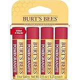 Burt's Bees Lip Balm - Pomegranate, Lip Moisturizer With Responsibly Sourced Beeswax, Tint-Free, Natural Origin Conditioning Lip Treatment, 4 Tubes, 0.15 oz.