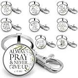 Fumete Christian Keychain Bulk Bible Verse Religious Keychain Scripture Quote Inspirational Gifts Supplies for Men Women(Leaf Style, 9 Pcs)