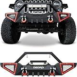 OEDRO Front Bumper Compatible with 2007-2024 Jeep Wrangler JK/JKU JL/JLU Gladiator JT, Rock Crawler Off Road Full Width Bumper with Winch Plate Mounting & 2 x D-Rings