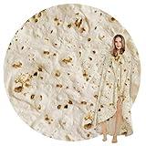 SeaRoomy Burritos Tortilla Blanket, Tortilla Wrap Blanket, Novelty Funny Tortilla Round Blanket Giant Tortilla Round Soft Blanket (Beige, 47 inches)