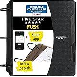 Five Star Flex Refillable Notebook + Study App, College Ruled Paper, 1-1/2 Inch TechLock Rings, Pockets, Tabs and Dividers, 300 Sheet Capacity, Black (29324AA2)