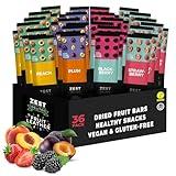 Fruit Snacks by Zest Delites, Fruit Leather, Healthy Snacks for Adults, Dried Fruit Snack Bulk, Fruit Bars, Vegan Fruit Strips, Apple-Based, Strawberry, Peach, Blackberry, Plum, 0.88 oz x 36