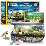 NATIONAL GEOGRAPHIC Light Up Terrarium Kit for Kids - Dinosaur Terrarium Kit for Kids, Build a Dinosaur Habitat with Real Plants & Fossils, Science Kit, Dinosaur Toys for Kids (Amazon Exclusive)