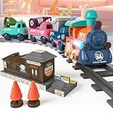 MORECOLL Electric Train Set for Toddlers, Kids Train Set w/Music, Lights & Train Tracks - First Choo Choo Train for Toddlers Baby, Magnetic Train Toys for Toddlers, Birthday Gifts for Baby Boys Girls