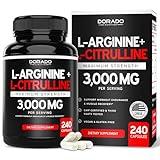 L Arginine L Citrulline Supplement 3000mg (240 Capsules) Nitric Oxide Pills for Men - Stamina, Endurance, Performance for Workouts - NO Supplements for Men - Gluten Free, Non-GMO, Vegan Capsules