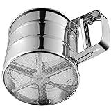 Flour Sifter, Stainless Steel Sifter for Baking, Double Layer Fine Mesh Baking Sifter, One Hand Press Crank Sifter for Powdered Sugar Shaker Duster, Flour Sieve Sifter for Baking Cakes Rondauno