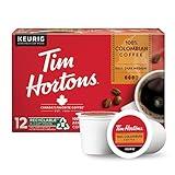 Tim Hortons 100% Colombian, Medium Dark Roast Coffee, Single-Serve K-Cup Pods Compatible with Keurig Brewers, 12ct K-Cups, Red