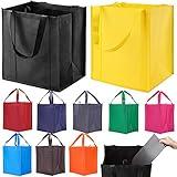 NERUB 10 Pack Reusable Reinforced Handle Grocery Bags - Heavy Duty Large Shopping Totes with Thick Plastic Bottom can hold 40 lbs