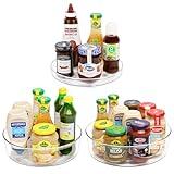 3 Pack Lazy Susan Turntable for Cabinet, 9.25''/10''/12'' Lazy Susan Organizer with Handles, Clear Rotating Organizer for Kitchen, Pantry, Dresser, Refrigerator, Bathroom, Table, Fridge