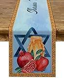 Pudodo Shana Tova Table Runner Rosh Hashanah Tablecloth Jewish New Year Holiday Party Kitchen Dining Room Home Decoration