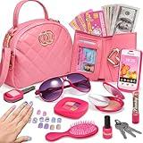 Little Girls Purse, Toddler Girl Toys for 3 4 5 6 Year Old, Kids Purses with Accessories, Pretend Play Handbag and Princess Kit, Pink Toy Valentines Gifts for Girls