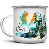 Loftipop Home Watercolor Nature Lover Campfire Coffee Mug, Outdoor Adventure Enthusiast Camping Cup, Mountains Wildlife Hiking Camp Lover Gift (12oz)