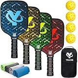 YILLOG Pickleball Paddles, USAPA Approved, Set of 4, Fiberglass Surface Pickleball Set, 4 Pickleball Balls, 4 Cooling Towels, Pickleball Bag, Pickle Ball Paddle for Men Women