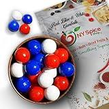 NY Spice Shop Red, Blue & White Gumballs - 1 Pound Chewing Gum Gumballs - Gumballs For Gumball Machine - Fruit Flavored Bubble Gum Bulk - Kosher Gumball Machine Refills For Kids - Approx 50 Pcs