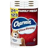 Charmin Toilet Paper Ultra Strong Clean Touch, 24 Family Mega Rolls = 123 Regular Rolls