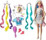 Barbie Fantasy Hair Doll & Accessories, Long Colorful Blonde Hair with Mermaid & Unicorn-Inspired Clothes