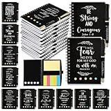 Kosiz 30 Set Christian Gift Set Bulk Bible Verse Pens Spiral Religious Notebook with Sticky Notes Motivational Notebook for Teacher Student Sunday School Bible Study Supplies(Black,Classic)