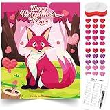 Valentines Day Games for Kids Pin The Heart on The Fox Valentine Day Party Games for Family Kids Valentines Party Supplies