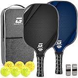 GARYE Pickleball Paddles Set of 2, USAPA Approved Carbon Fiber Pickleball Set, Lightweight Graphite Rackets 2 Pack with 6 Balls, 1 Pickleball Bag for Men and Women