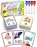 Gojmzo CVC Word Writing & Spelling Flash Cards, Preschool Learning Toddler Activities, Kindergarten Homeschool Supplies, Sight Words Reading Game, Montessori Educational Toys for 3 4 5 6 Year Old Kids