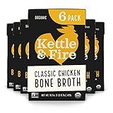 Chicken Bone Broth Soup by Kettle and Fire, Pack of 6, Keto Diet, Paleo Friendly, Whole 30 Approved, Gluten Free, with Collagen, 10g of protein, 16.9 Ounce (Pack of 6)