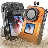 tupsio 8K UHD 70MP Digital Camera with 32GB Card Rugged Waterproof Dustproof Shockproof Dual-Screen Selfie 33FT Underwater Camera for Snorkeling Autofocus Point and Shoot Digital Camera