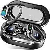 Wireless Earbuds, 2024 Bluetooth 5.3 Headphones Sport, Bluetooth Earbuds with ENC Noise Canceling Mic, 50H Stereo Wireless Headphones IP7 Waterproof with Earhooks, Dual LED Display for Running/Workout