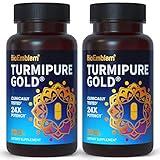 BioEmblem Turmeric Curcumin with Clinically Studied TurmiPure - 1 Small Cap Daily, 24x More Absorption Than Others - Non-GMO - Joint Support, Healthy Inflammation Turmeric Supplements, 60 Serving