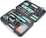 Amazon Basics Household Tool Kit With Storage Case, 142 Piece, Turquoise, 13.39 x 9.25 x 2.95 inch