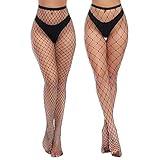 Charmnight Womens High Waist Tights Fishnet Stockings Thigh High Pantyhose 2 Pair(1)