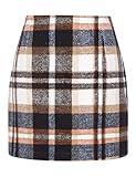 Plaid Skirts for Women Fall Fashion 2024 Wool Tweed Corduroy Pencil Brown Mini Skirt Winter Clothes, Brown, L