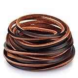 TeeLiy 3mm Flat Genuine Leather Cord, Strip Cord Braiding String Tan for Jewelry Making, Leather Shoe Lace, Arts & Crafts Brown Espresso (5 Yards)