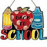 Back to School Decorations First Day of School Wooden Door Sign Welcome Back to School Door Decor Wreath Welcome Back to School Decorations for School Classroom