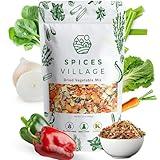 SPICES VILLAGE Dried Ramen Toppings [ 1 lb ] - Dehydrated Vegetables Mixed Vegetables Flakes, Mix of Carrot, Onion, Red & Green Bell Pepper, Celery, Cabbage & Spinach Flakes - Kosher, Gluten Free, Non GMO, Resealable Bulk Bag