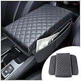 Car Center Console Cover,Soft and Comfortable Car Armrest Box Pad with 2 Storage Bags,Four Seasons Universal Car Interior Accessories Arm Rest Cover for Car Truck SUV Van