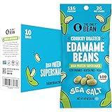 The Only Bean Crunchy Dry Roasted Edamame Snacks (Sea Salt), Keto Snack Food, High Protein (11g) Healthy Snacks, Low Carb Gluten Free Office Vegan Food 100 Calorie Snack Pack, 0.9oz 10 Pack