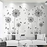 Arawat 2 Set Dandelion Wall Decals Flower Stickers Murals Butterflies Wall Decor for Bedroom Office Bathroom Living Room Floral Wall Decals Removable Wall Art Decoration Peel and Stick Room Wall Decor