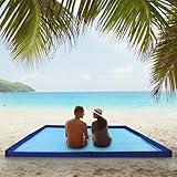 HOMBYS Sandproof Beach Blanket with Fence, 83" Wx83 L Extra Large Waterproof Beach Mat, Quick Drying, Lightweight & Durable Beach Accessories with 8 Stakes, Come with Portable Bag