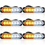 LED Amber Strobe Lights Vehicle Emergency Strobe Lights for Trucks LED Flashing Car Lights Windshield Lights Bars Hazard Shiny Mount Strobe Lights with Pads Screws for off Road Car (6 Pieces)