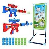 SpringFlower Shooting Game Toy for 5 6 7 8 9 10+ Years Olds Boys,2pk Foam Ball Popper Air Toy Guns with Standing Shooting Target,24 Foam Balls, Ideal Gift