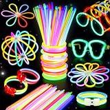 BUDI 467Pcs Glow Sticks Party Favors for Kids Adults 200 GlowStick Bulk 8 Colors 8 Inch & 267 Connectors for Glow Necklace Bracelets Glasses and More Glow in the Dark Party Favors Light Up Toys