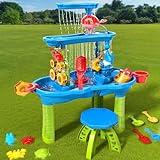 TEMI Toddler Water Table | Kids Sand and Water Table | 3-Tier Outdoor Water Play Table Toys for Toddlers Kids | Water Sensory Tables Summer Beach Toys for Outside Backyard for Kids Age 3 4 5 6 7 8