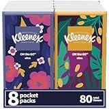 Kleenex On-The-Go Facial Tissues, 8 On-The-Go Packs, 10 Tissues per Box, 3-Ply (80 Total Tissues), Packaging May Vary