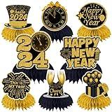 8pcs New Years Decorations 2024 Honeycomb Centerpieces, New Years Table Decorations,3D New Years Centerpieces for Tables New Years Eve Party Supplies Honeycomb centerpieces for New Years Decorations