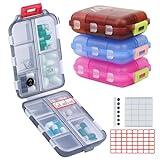 4PS Travel Pill Organizer with 164 Slice Labels，10 Compartments Travel Pill Box Portable Folding Small Pill Case Daily Pill Container Used for Carry Storage Medicine Organizer by M MUchengbao