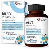 NATURE TARGET Probiotics for Men with Men Care Supplement, Prebiotics & Probiotic for Men's Digestive and Immune Health,60 Billion CFUs & 14 Strains Shelf Stable, Gluten & Soy Free (90 Tablets)